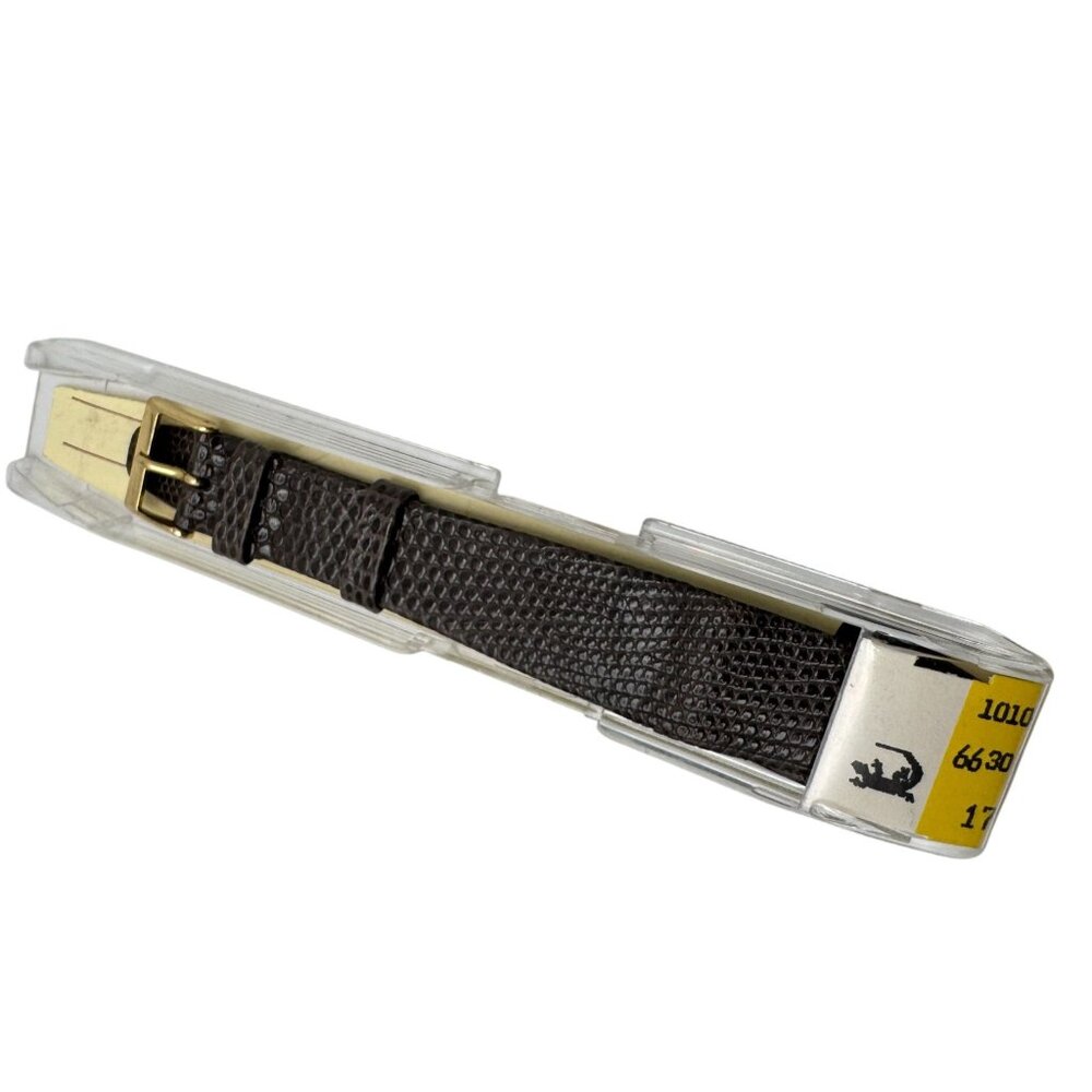 17mm Hirsch Brown Lizard Grain Leather Watch Band Gold Buckle Austria